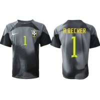 Camiseta Brasil Alisson Becker #1 Portero Primera Equipación Replica Mundial 2022 mangas cortas